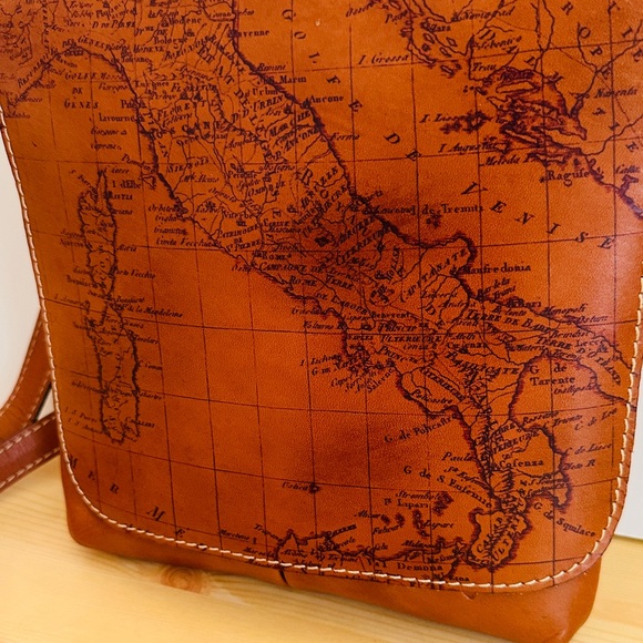 Patricia Nash Brown Crossbody Bag with Map Design - Picture 3 of 13